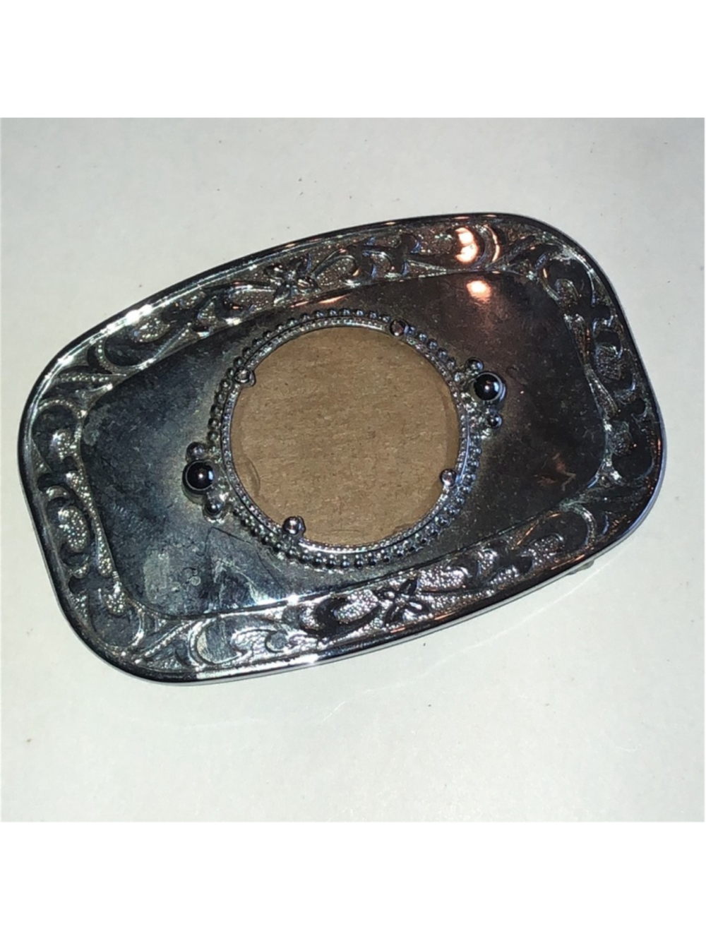 Vintage Silver Tone Ornate Coin Holder Insert Belt Buckle
